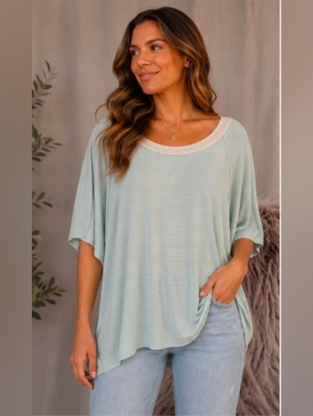 Mint green oversized top